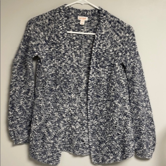 Girls Cat & Jack Super Cute Navy & White Loose Weave Cardigan Sweater, L 10-12 - Picture 2 of 6